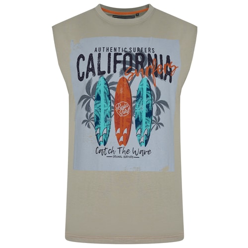 KAM Cali Surf Print Sleeveless Tee Laurel Oak